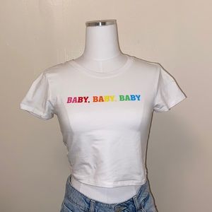 White Rainbow “baby” Crop Top